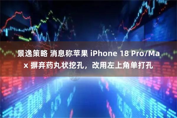 景逸策略 消息称苹果 iPhone 18 Pro/Max 摒弃药丸状挖孔，改用左上角单打孔