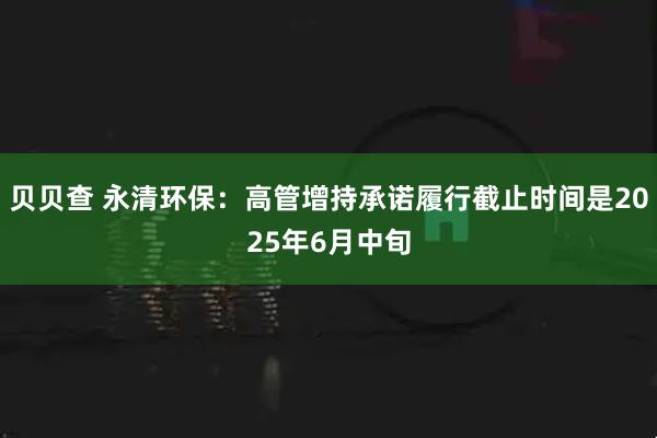 贝贝查 永清环保：高管增持承诺履行截止时间是2025年6月中旬